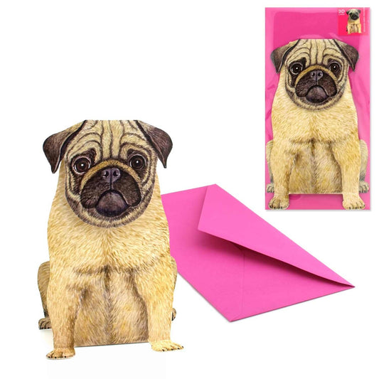 3D animal card pug