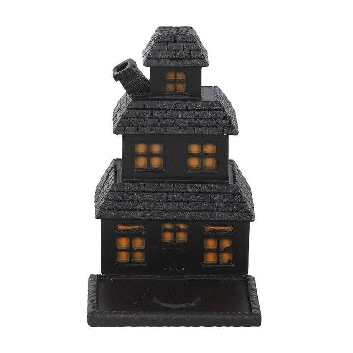 Black Haunted House Halloween Incense Cone Holder