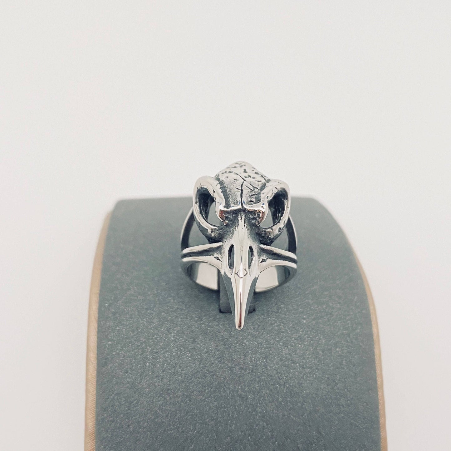 Viking Skull Crow Head Stainless Steel Ring - MJ/MR