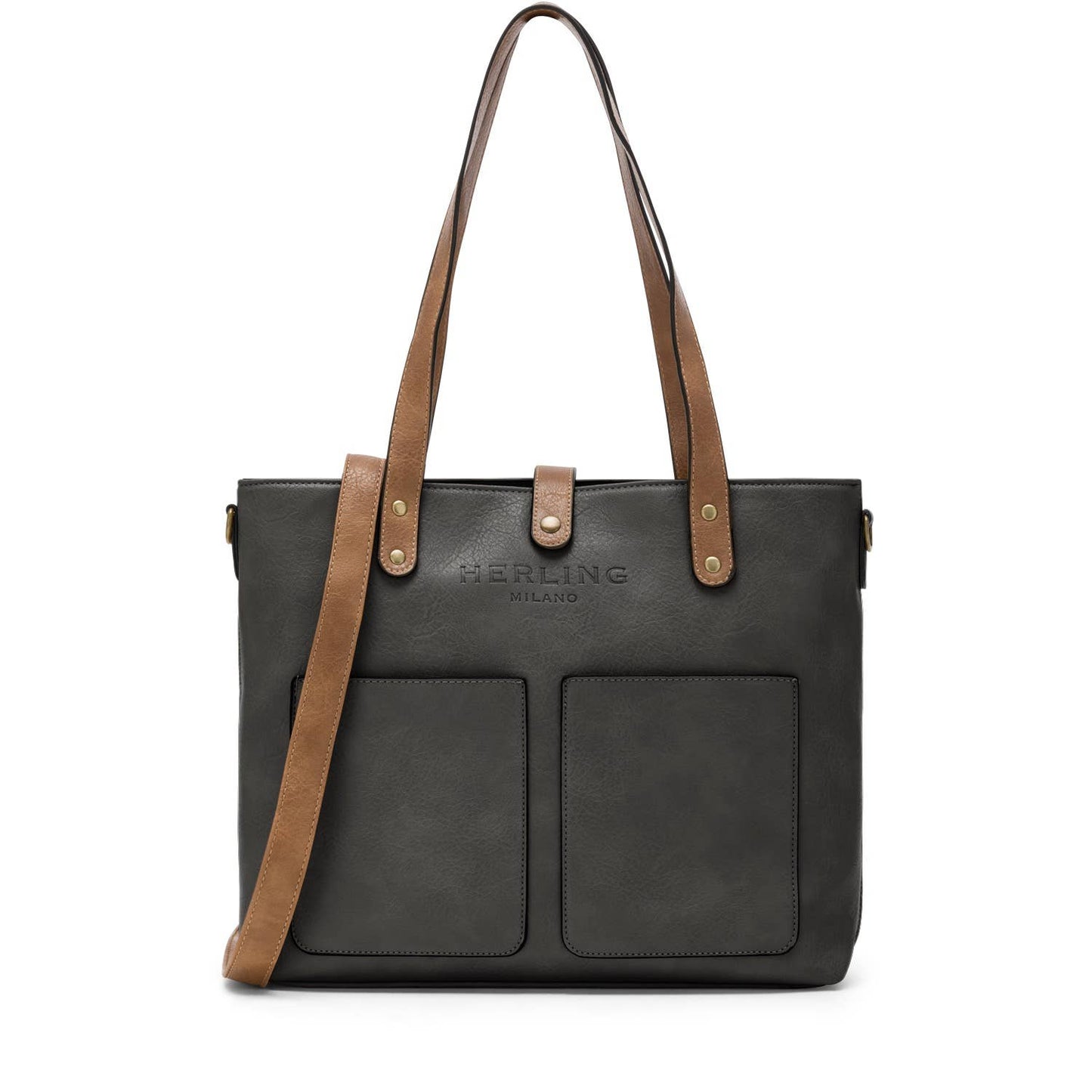 BERAUD - Women's shopper bag with shoulder strap: COFFEE BROWN