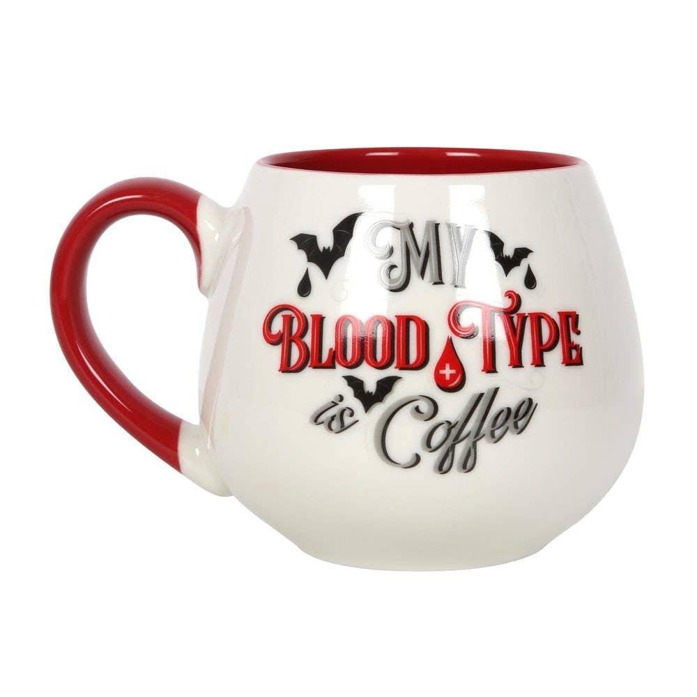 My Blood Type is Coffee Gothic Vampire Rounded Halloween Mug