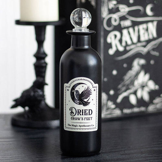 Dried Crow's Feet Decorative Gothic Glass Potion Bottle