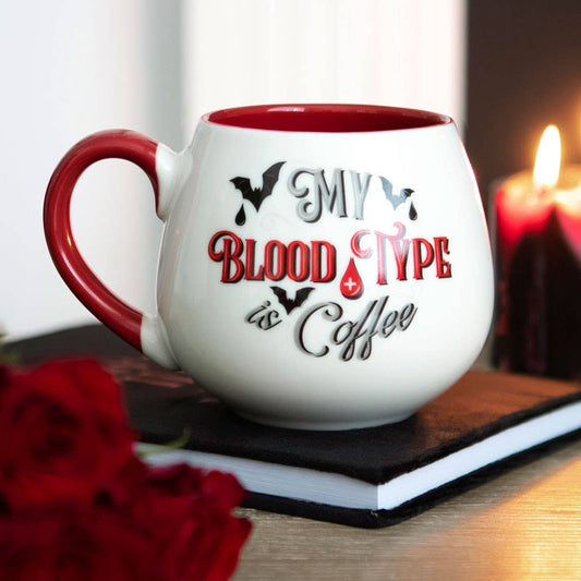 My Blood Type is Coffee Gothic Vampire Rounded Halloween Mug