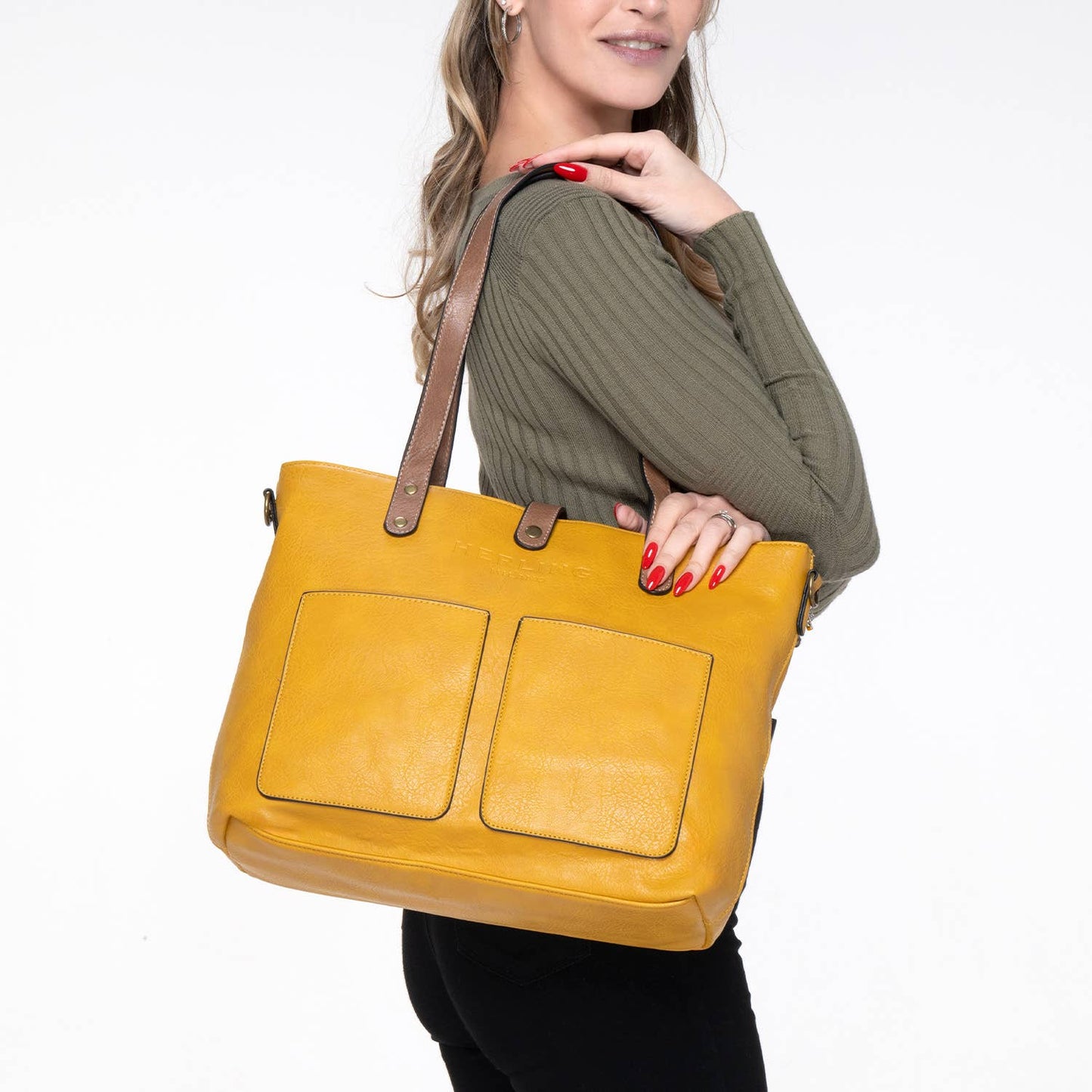 BERAUD - Women's shopper bag with shoulder strap: COFFEE BROWN