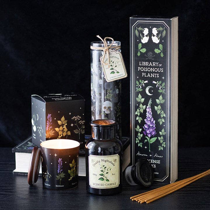 Poisonous Plants Deadly Nightshade Gothic Skull Tube Candle