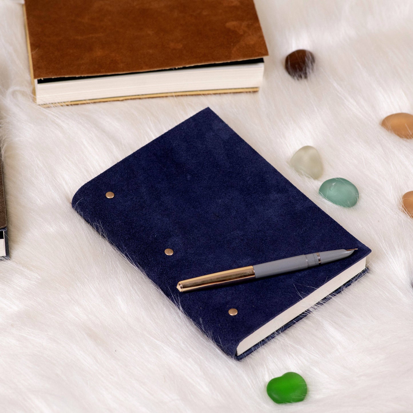 Soft Cover Suede leather diary journal: Ruled