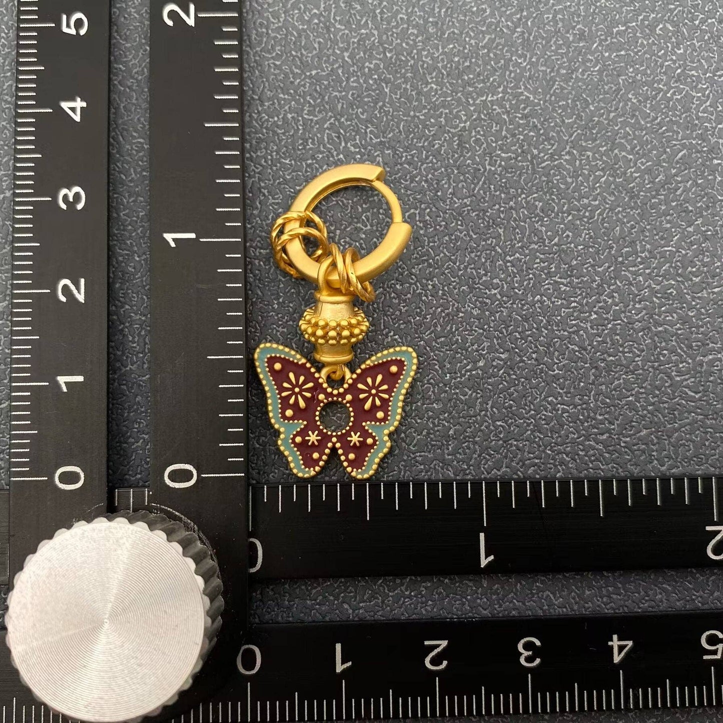 Enamel Butterfly Charm Matte 18K Gold Plated  Huggie Earrings