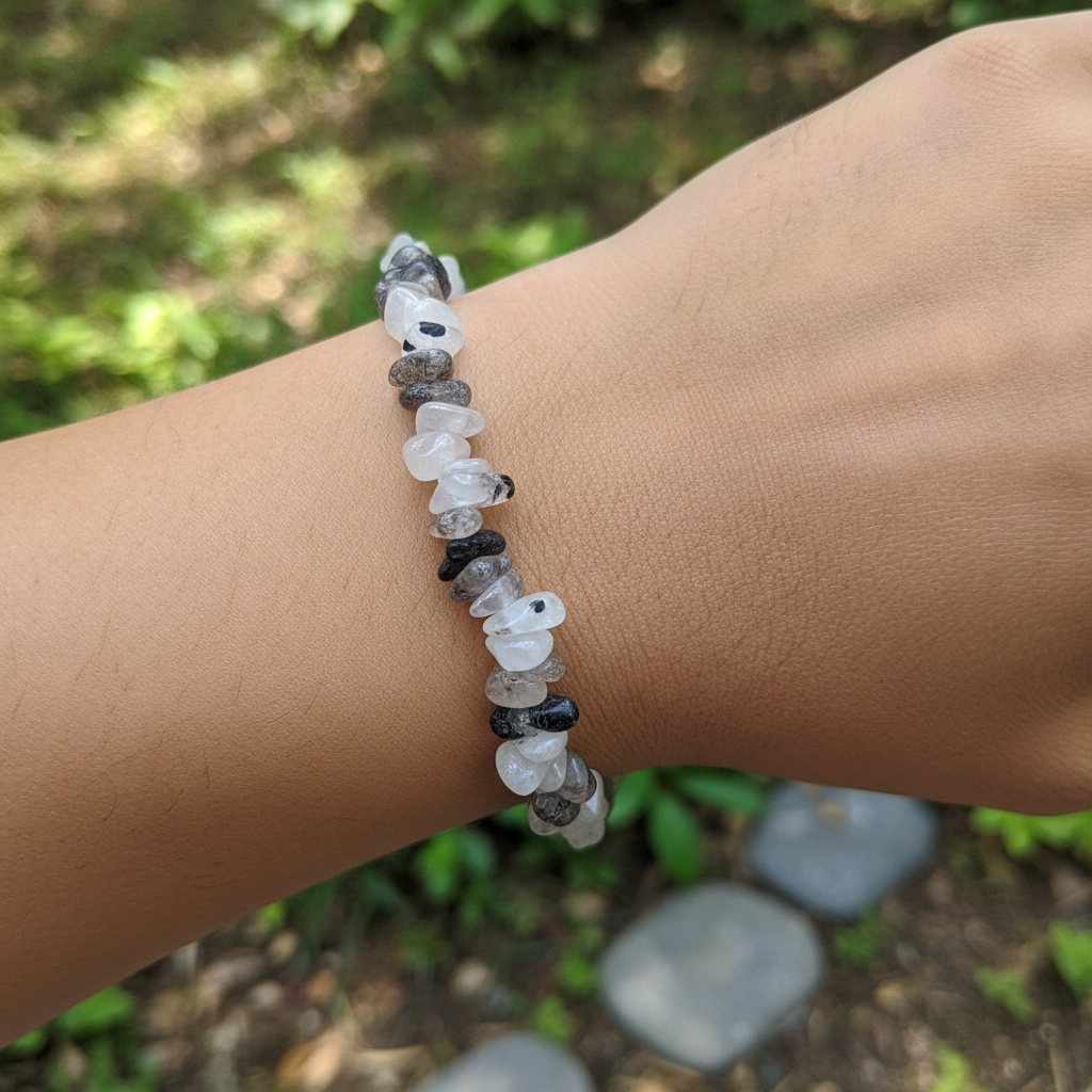 Baroque bracelet in black tourmaline and quartz (Women's/Children's Collection)