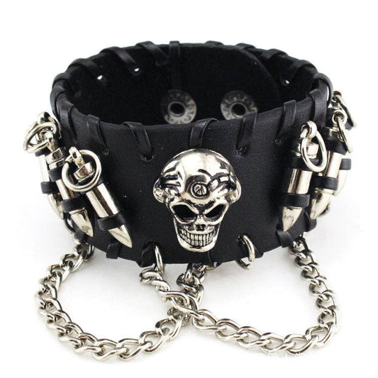 Punk Jewelry Leather Skull Chain Bracelet