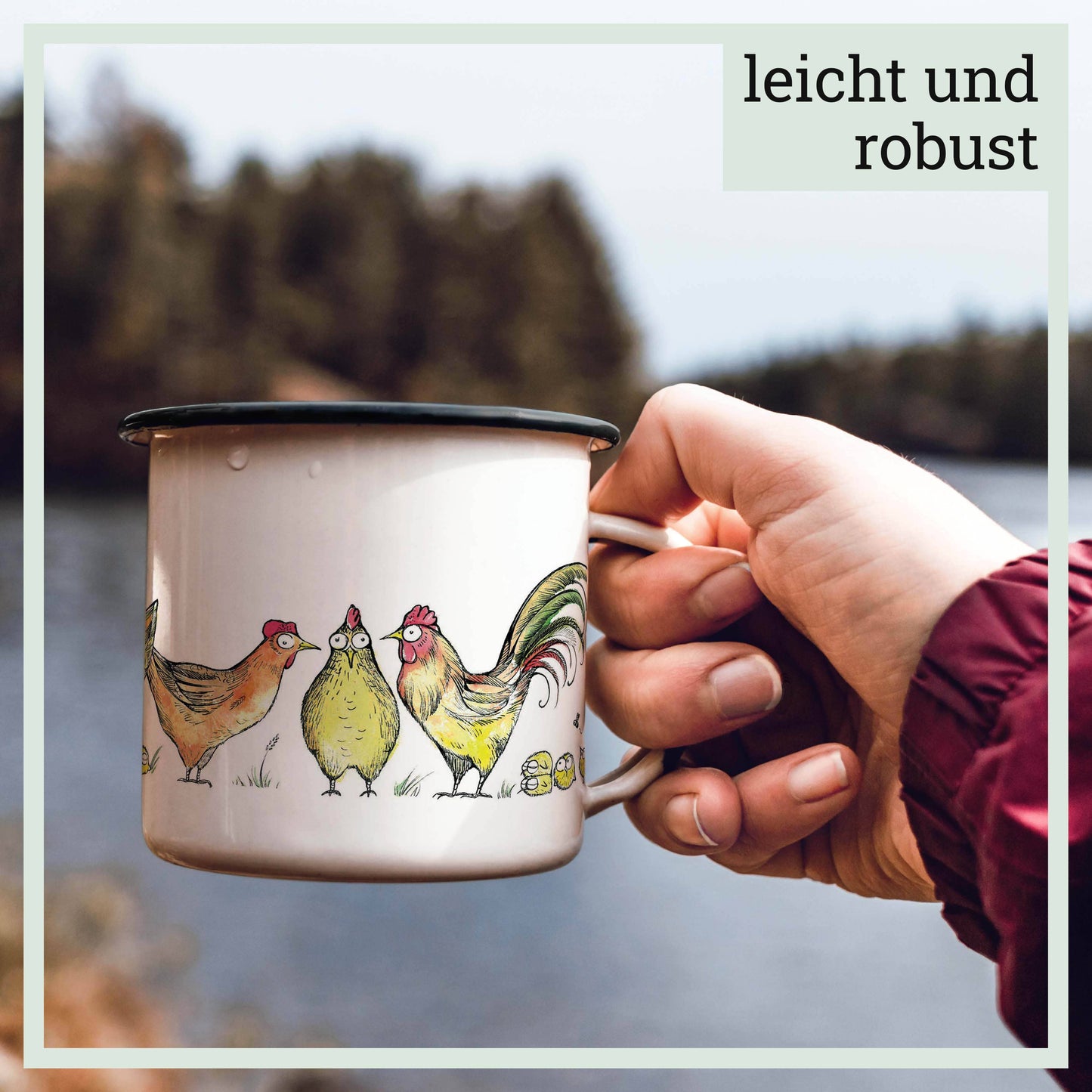 Enamel mug - fox in chicken fur: 300 ml
