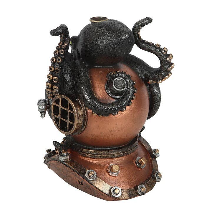 Steampunk Kraken on Diver's Helmet Backflow Incense Burner