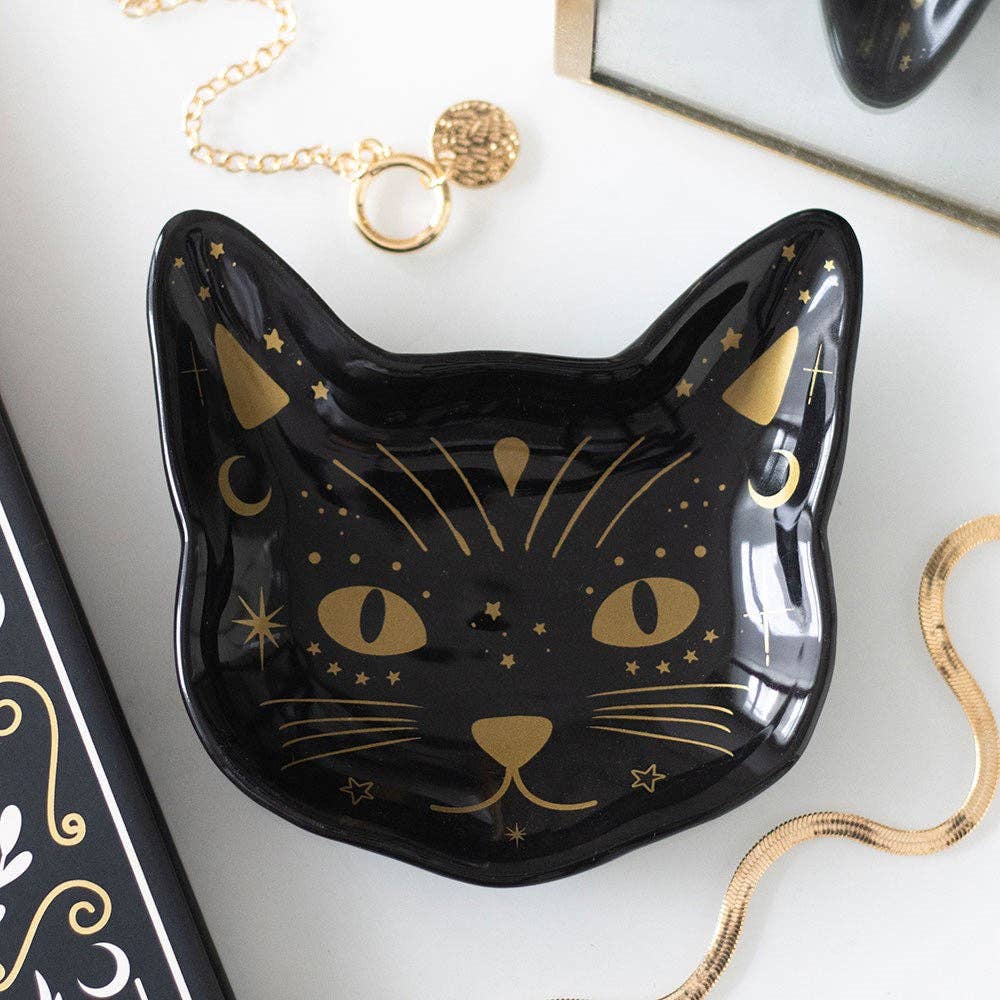 Magick Black Cat Face Trinket Dish