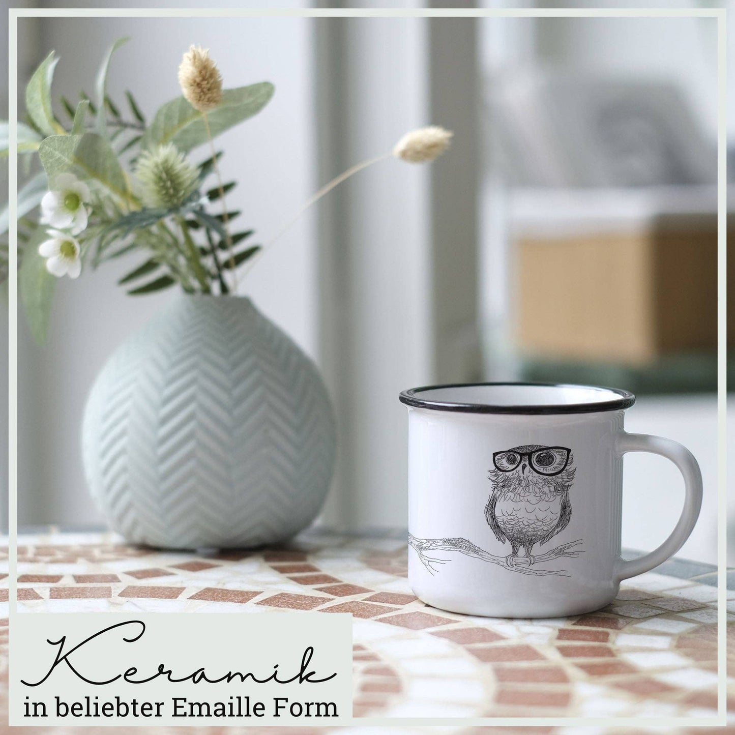 Ceramic mug — spectacled owl