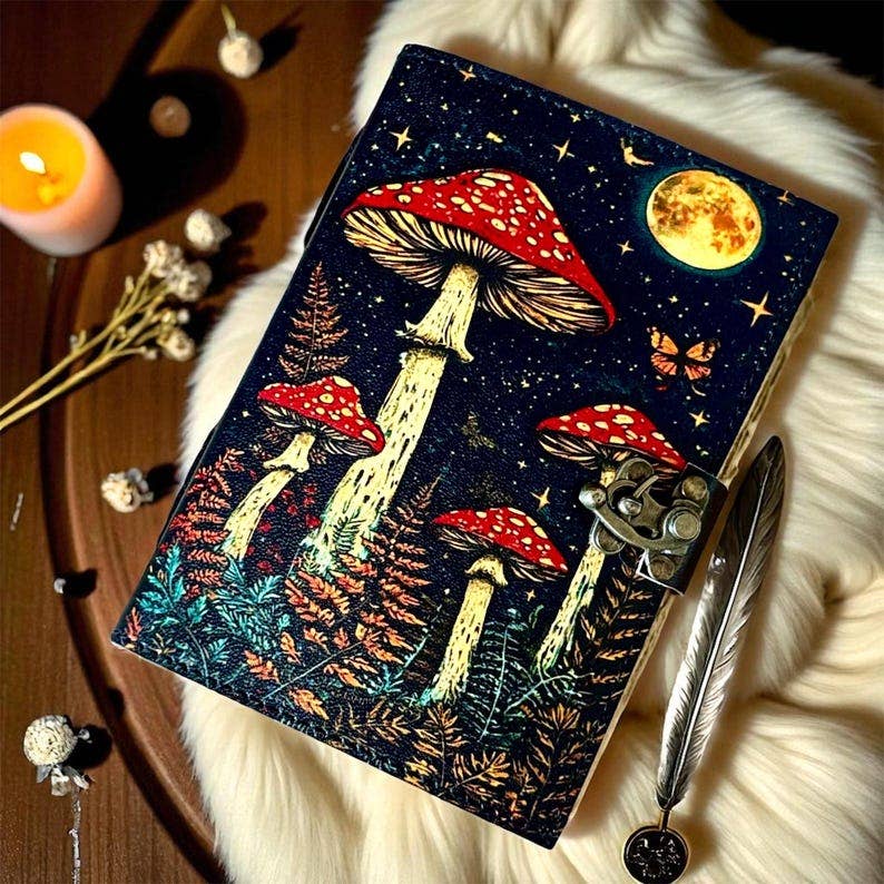 Leather Journal  Vintage Mushroom Handmade