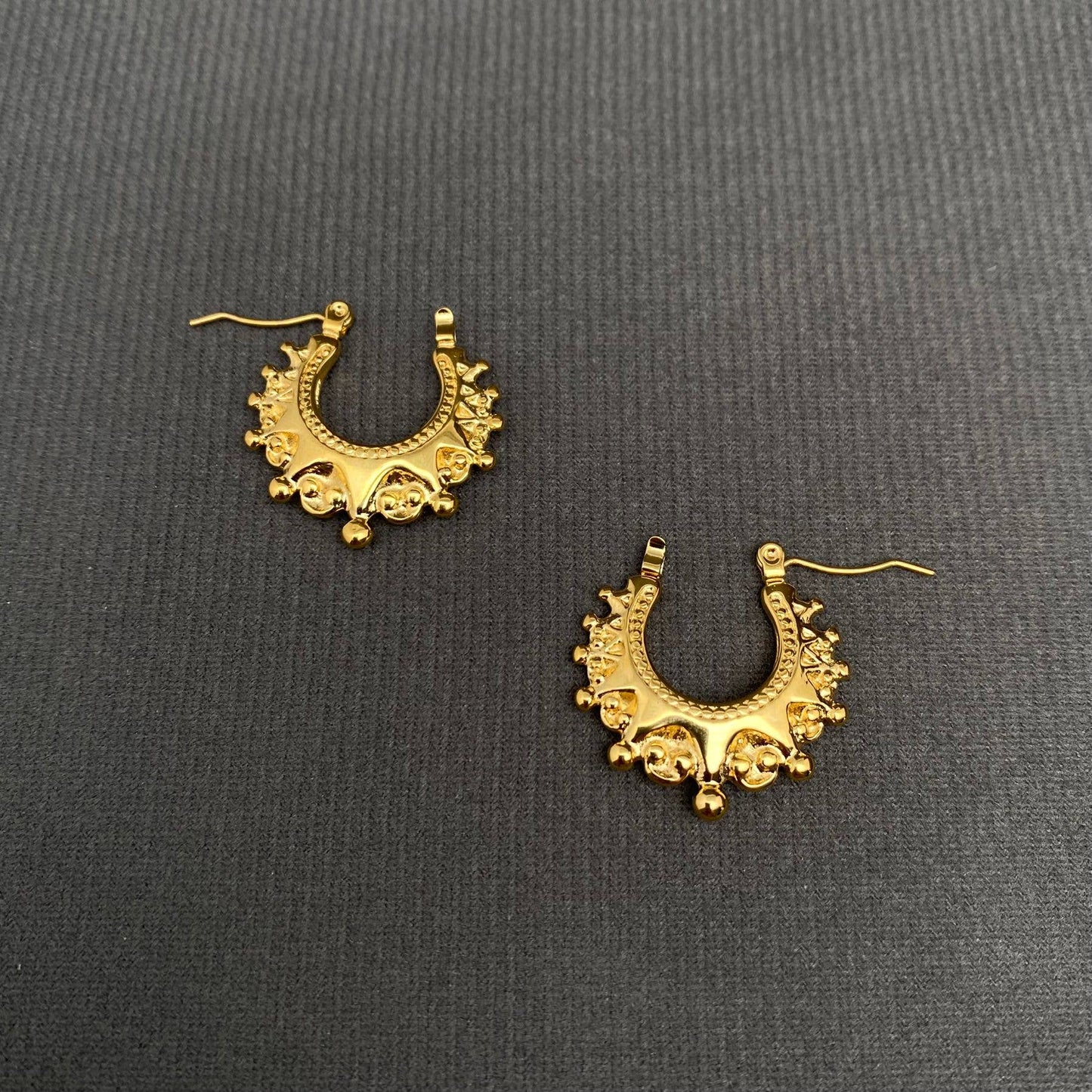 Crown 18K Gold Plated Stainless Steel Hoop Earrings - FGS