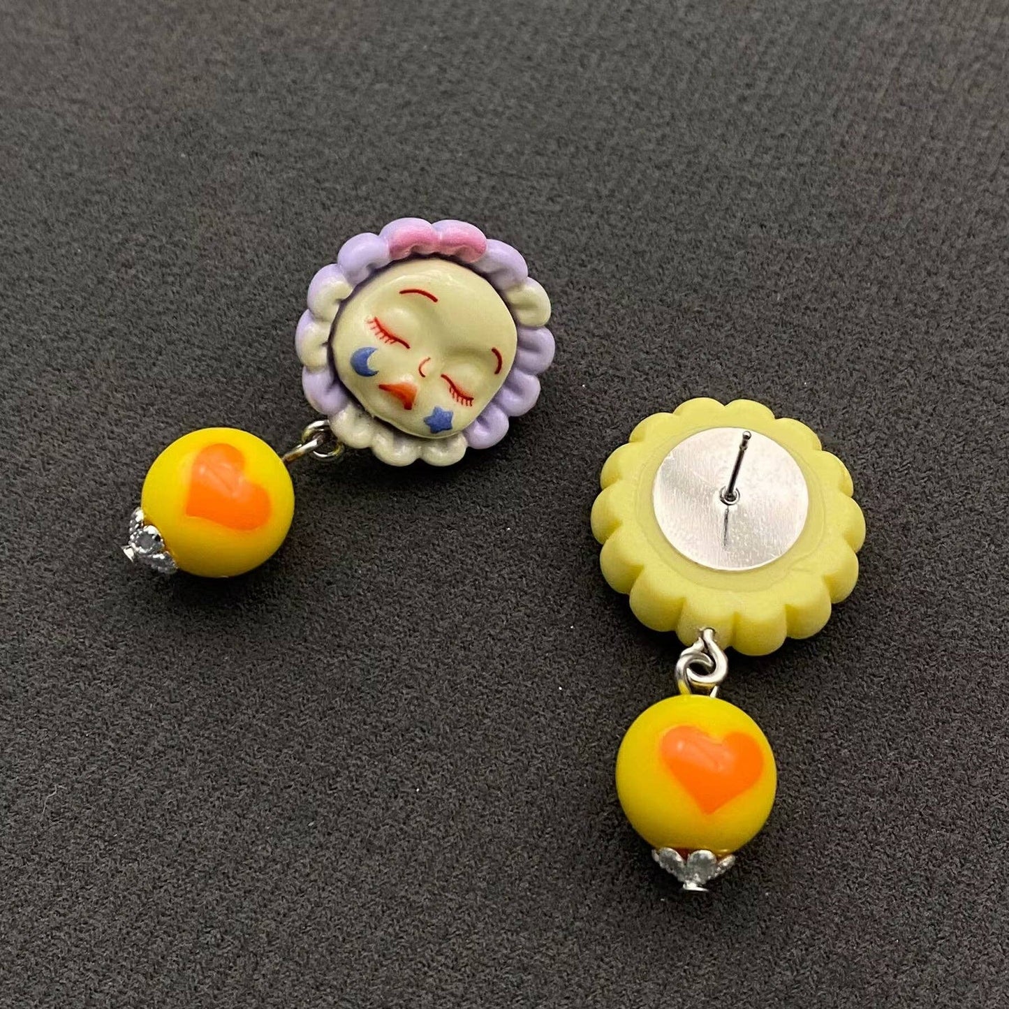 Sunflower Face Doll Earrings - YK