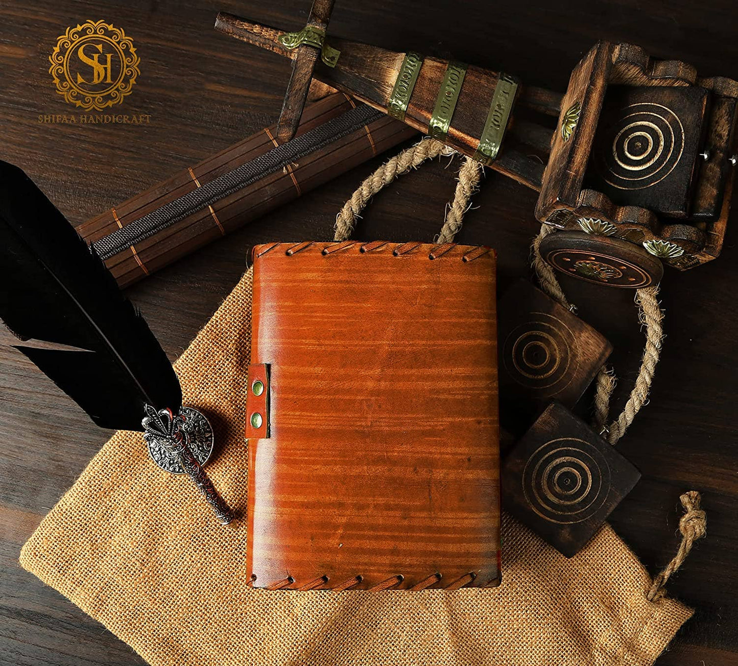 Mystic Eye Leather Journal Grimoire with Antique Lock