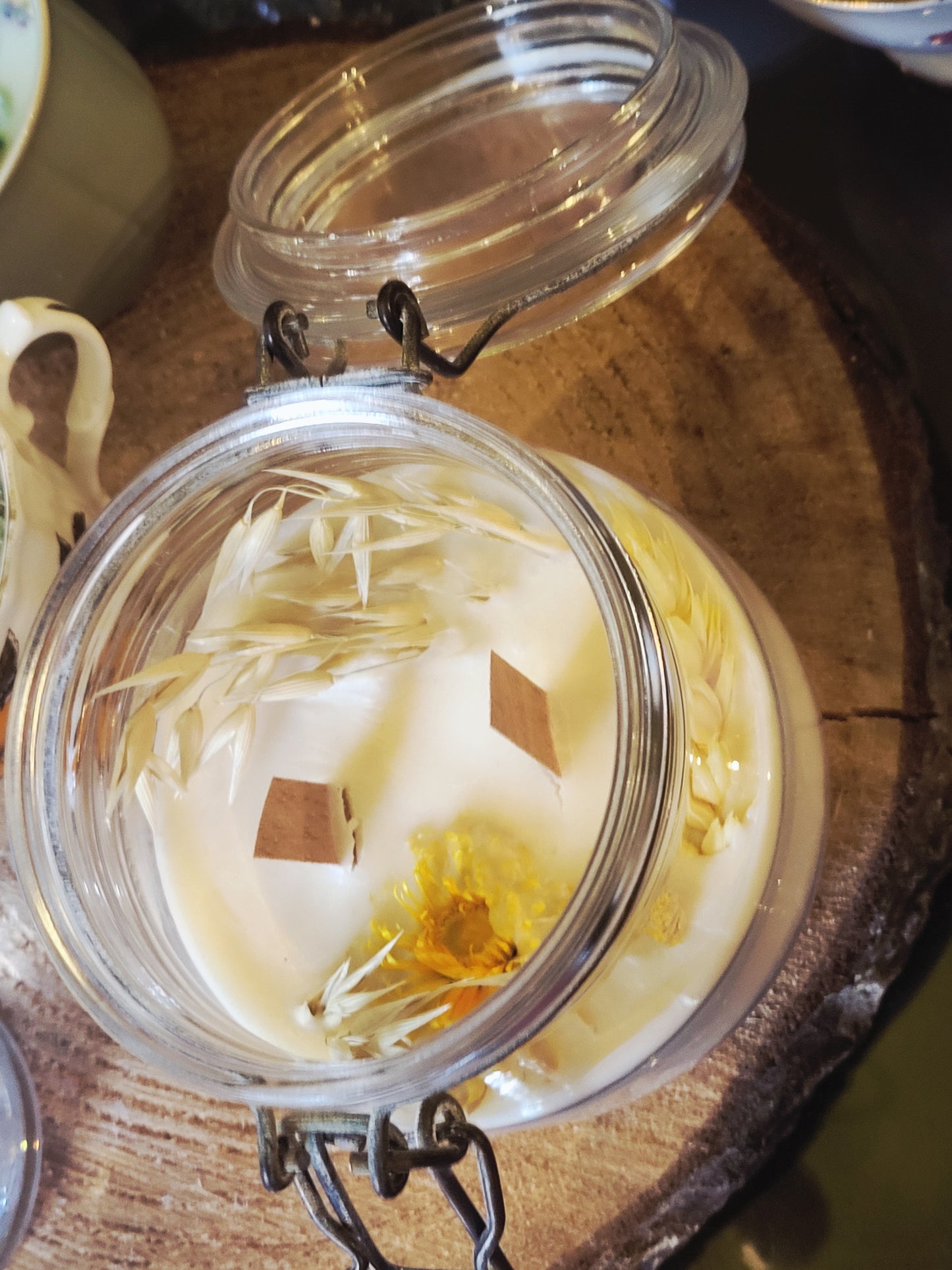 Homemade Candle Yellow Flower Jar