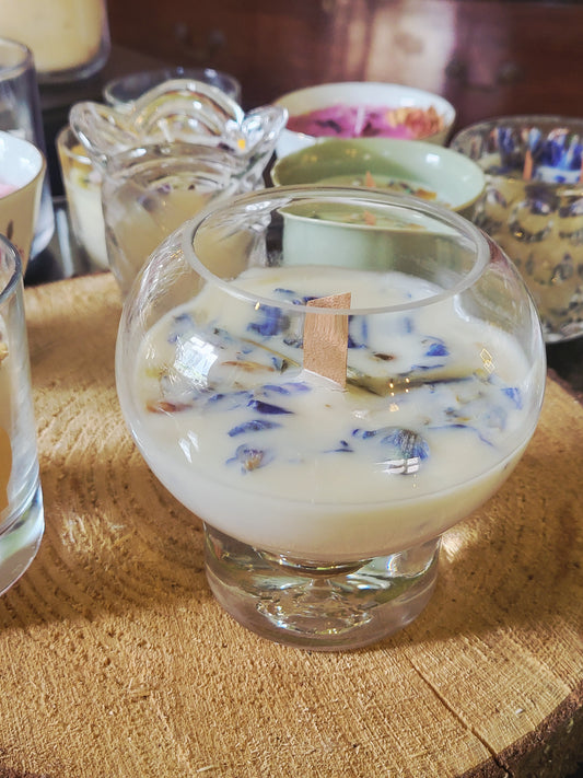 Homemade Candle Blue Flower