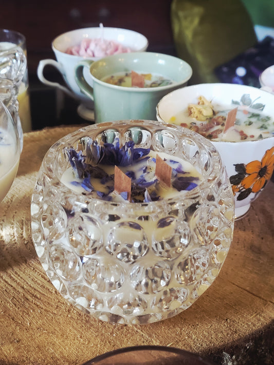Homemade Candle Blue Flowers Wild Strawberries