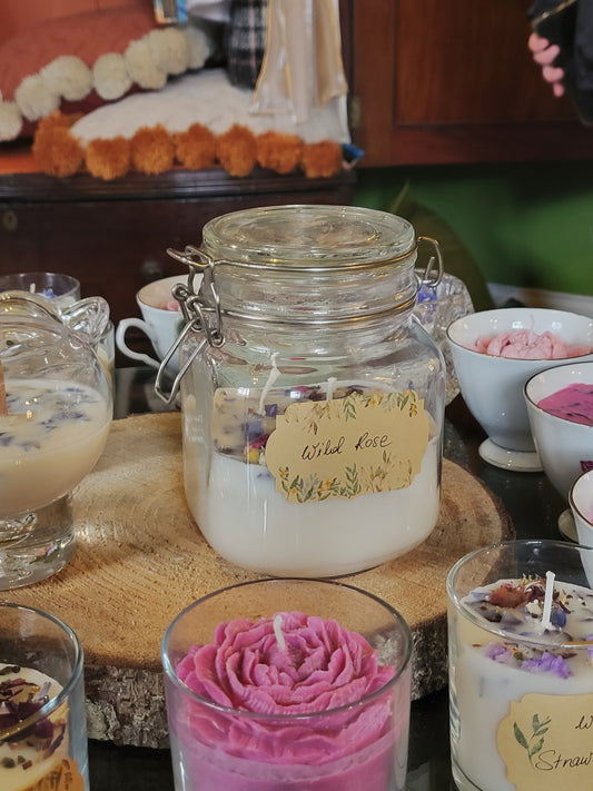 Homemade Candles Wild Rose Jar