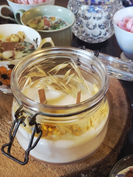Homemade Candle Yellow Flower Jar