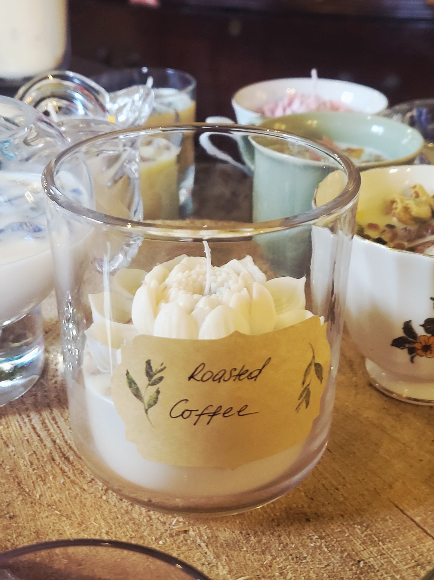 Homemade Candle White Rose Roasted Coffee