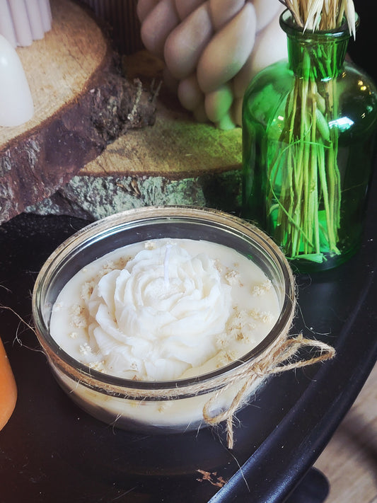 Homemade White Rose Candle